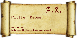 Pittler Kabos névjegykártya
